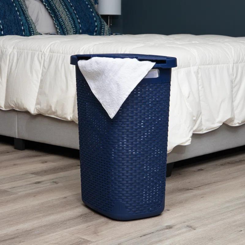 Mind Reader Mind Reader 40L Slim Laundry Hamper, Clothes Basket, Lid, Wicker Design, Plastic