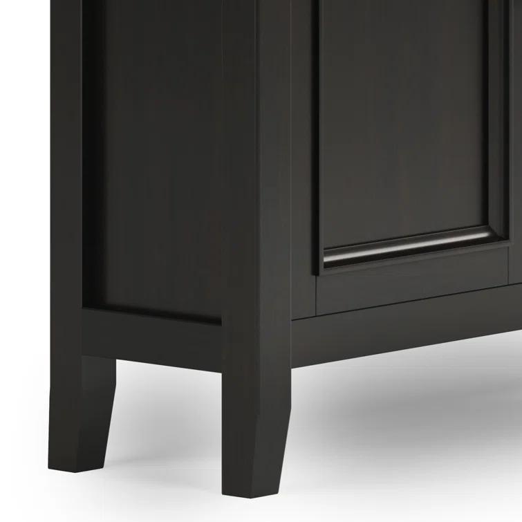Simpli Home Amherst 36"W Solid Wood 2-Shelf Entryway Storage Cabinet with 2 Drawers and Adjustable Shelves