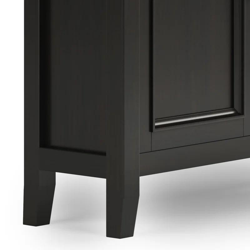 Simpli Home Amherst 36"W Solid Wood 2-Shelf Entryway Storage Cabinet with 2 Drawers and Adjustable Shelves