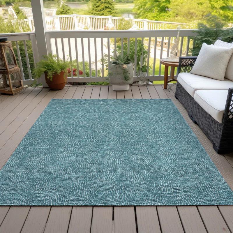 Machine Washable Indoor/Outdoor Chayden ACN1057 Teal Rug