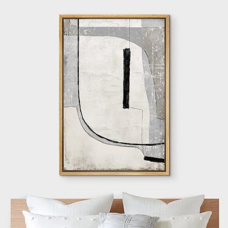 IDEA4WALL Geometric Line " IDEA4WALL Framed Canvas Print Wall Art Grunge Retro Industrial Geometric Color Field Abstract Shapes Illustrations Modern Decorative Contemporary For Living Room, Bedroom, Office "