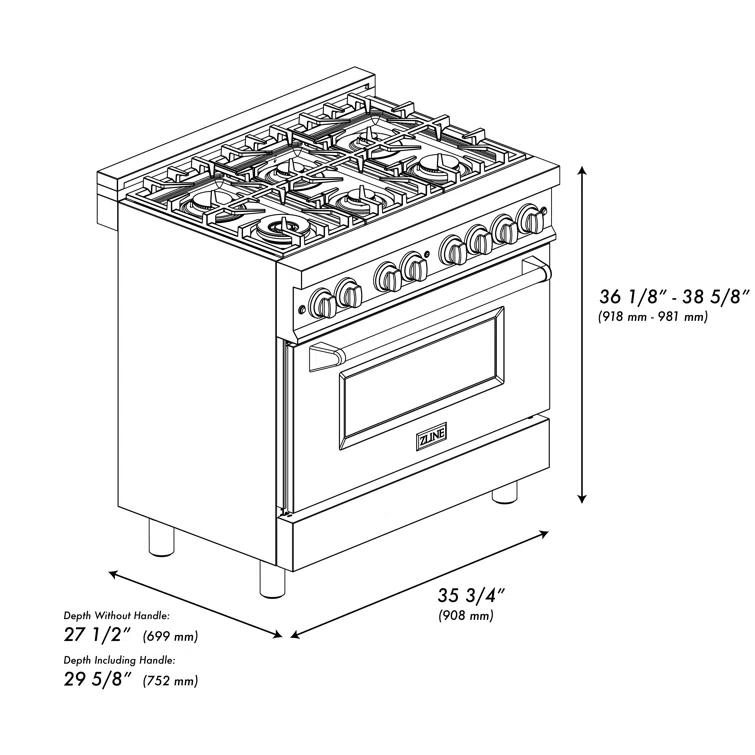 ZLINE ZLINE 36 in. Legacy Dual Fuel Range in Satin Stainless Steel w/ Door RAS-SN-36