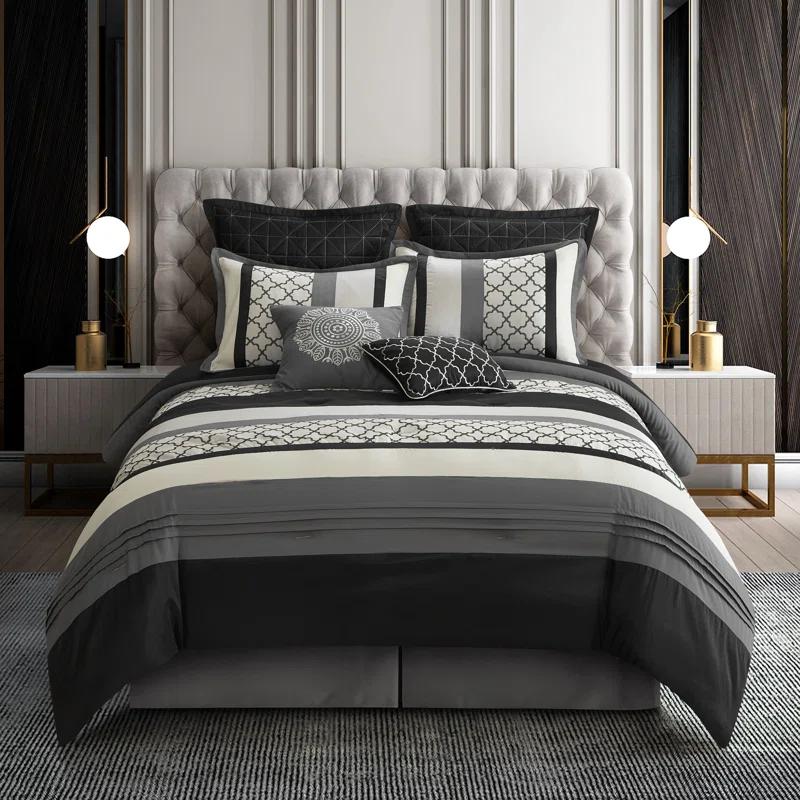 Nanshing America, Inc Avalon Microfiber Modern & Contemporary 8 Piece Comforter Set