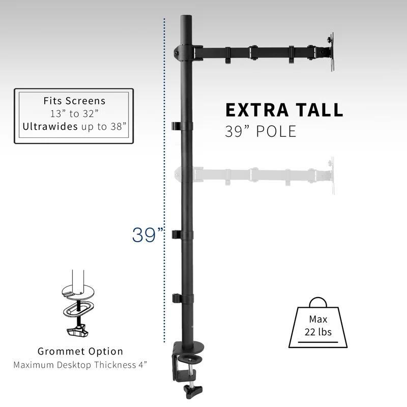 Vivo Single Monitor Extra Tall Desk Mount