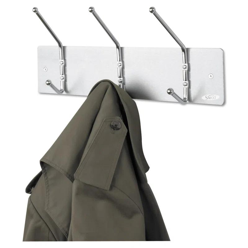 3 Hook Ball-Tipped Double-Hook Wall Mounted Coat Rack