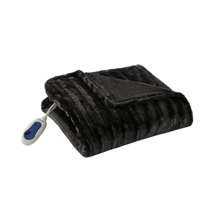 Beautyrest Heated Duke Faux Fur Throw