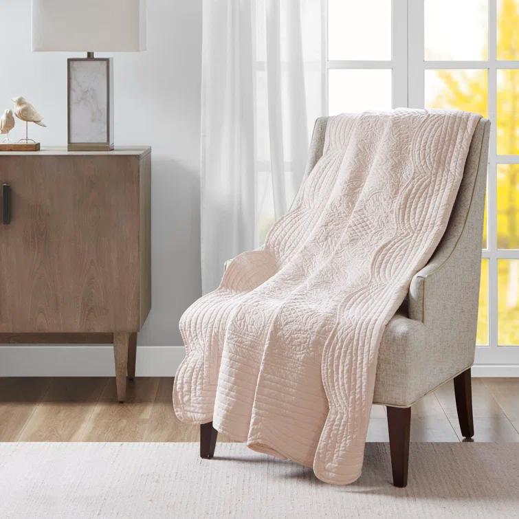 Madison Park Journey Oversized Quilted Throw with Scalloped Edges