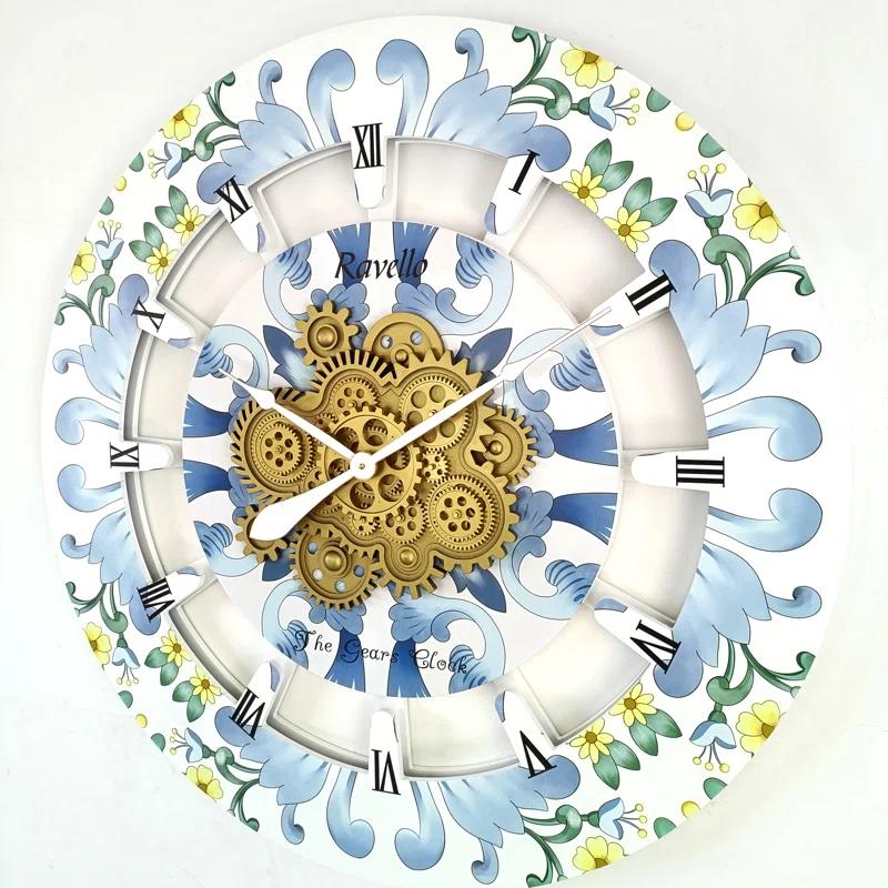 The Gears Clock Wall Clock Oversized 36" for Living Room with Real Moving Gears Italy Style