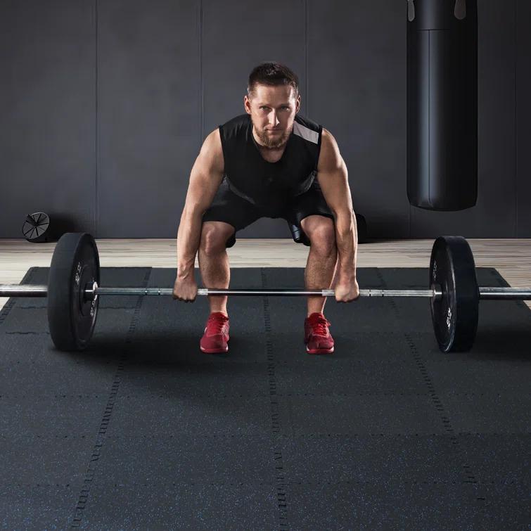 VEVOR 12 PCS 0.56" Thick Gym Floor Mats, 24" x 24" EVA Foam & Rubber Top Interlocking Workout Floor Mats