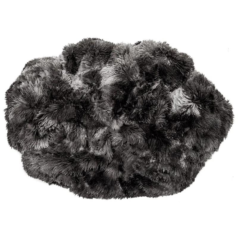 Chanasya Wolf Faux Long Fur Throw Blanket - Soft, Fuzzy Throw Blanket - 50" x 65” - Dark Gray