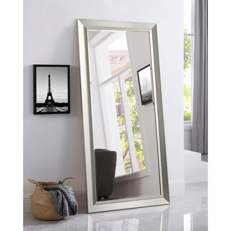 Red Barrel Studio® Chappell Beveled Full Length Huge Floor Mirror XL Mirror Large Standing Silver Floor Mirror