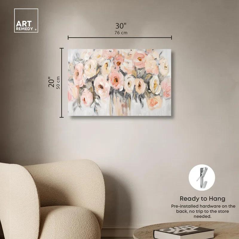 Art Remedy Coral Blush and Beige Floral Canvas Glam Floral Art by Art Remedy | Wayfair
