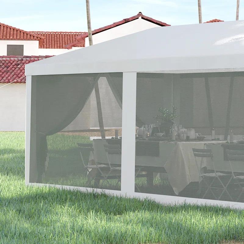 Tryimagine Outsunny 10' X 28' Party Tent Canopy, Outdoor Event Shelter Gazebo With 8 Removable Mesh Sidewalls, Zipper Doors, Steel Frame