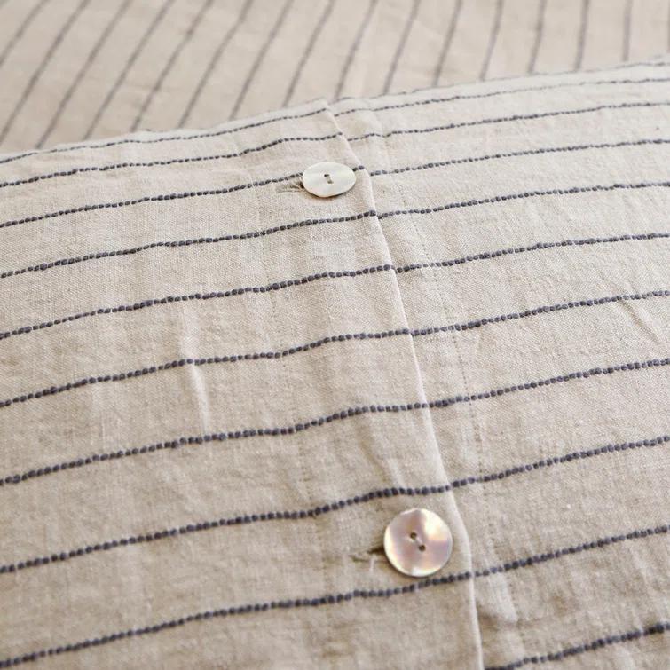 Blake Linen Sham by Pom Pom at Home - Flax and Midnight / Standard