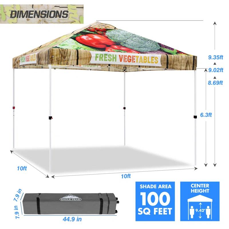 EAGLE PEAK Pop Up Canopies 10 Ft. W x 10 FT. D Metal Party Tent Canopy