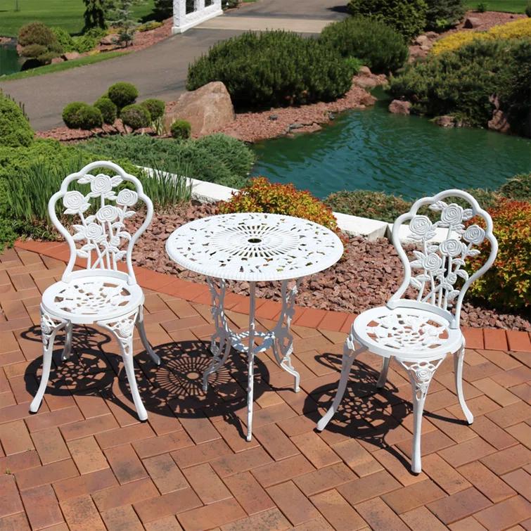 SunnyDaze Decor 2 - Person Metal Patio Dining Set with Round Table