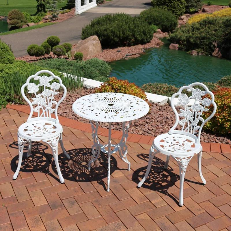 SunnyDaze Decor 2 - Person Metal Patio Dining Set with Round Table