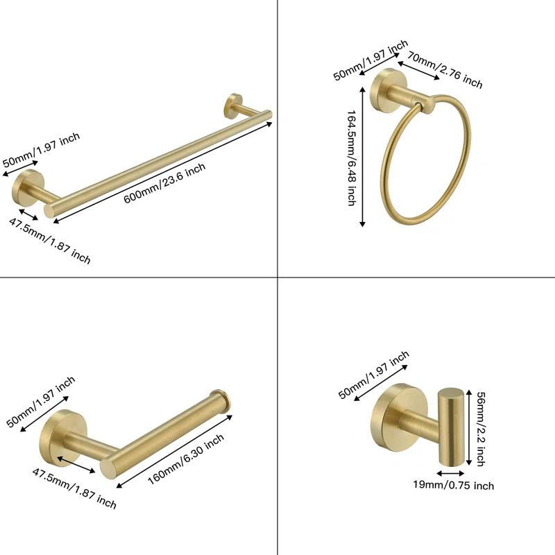 VIBRANTBATH A-91020-BG 5 - Piece Bathroom Hardware Set