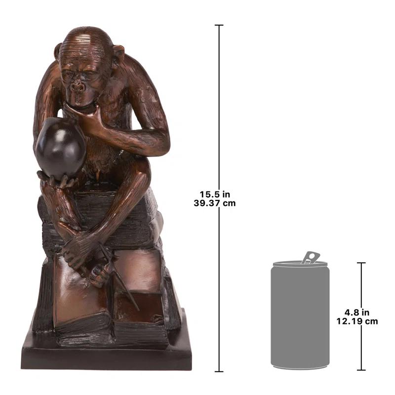 Design Toscano Darwin's Ape Thinker Cast Bronze Figurine