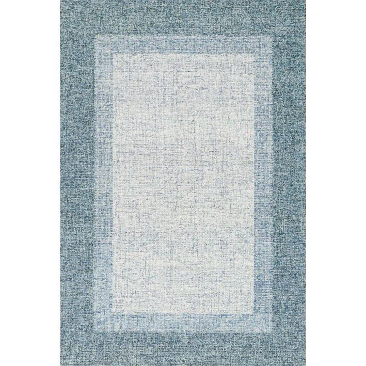 Aqua Hand-Tufted Wool Rectangular Area Rug