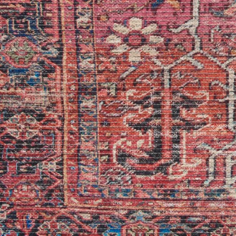 Bungalow Rose Machine Washable Oriental Red Area Rug
