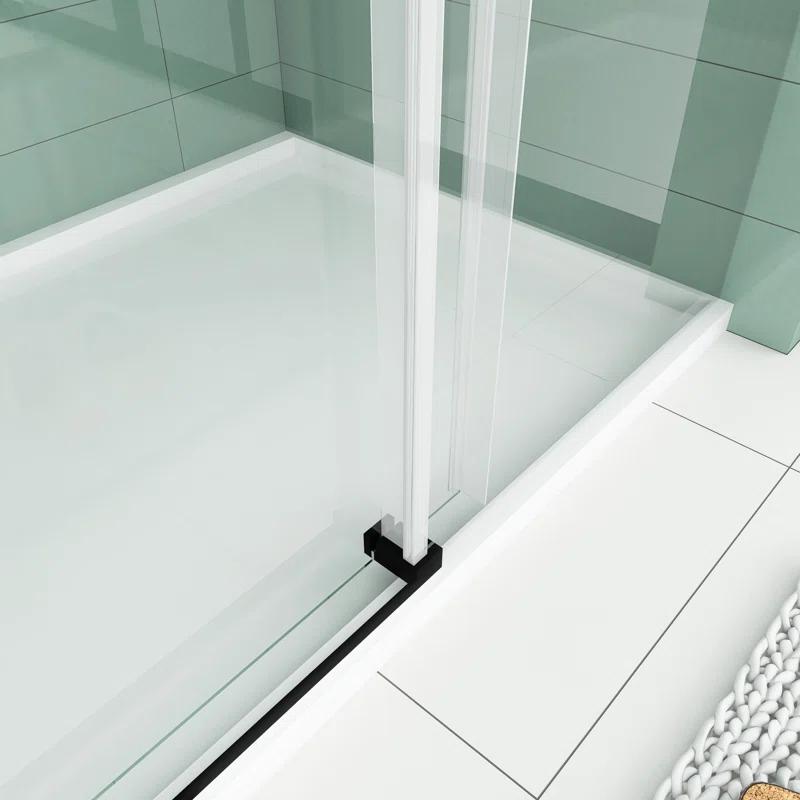 Staykiwi 60'' - W x 76'' H Single Sliding Door Frameless Shower Door with SKBTSD0160MB