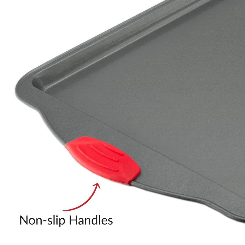 SHIRLEY'S OFFICE FURNITURE, LLC Premium Nonstick Baking Sheet Pans – Set Of 3, Heavy-Gauge Carbon Steel, Warp, Dent, And Rust-Resistant – Gourmet Rimmed Cookie Sheet Trays, Non-Toxic For Exceptional Baking Performance