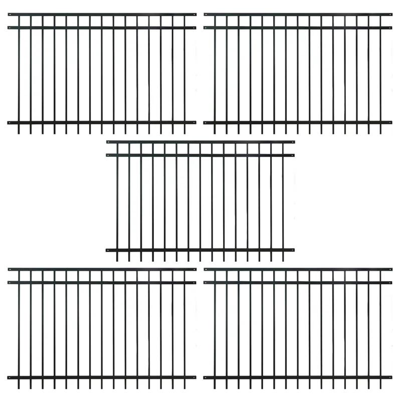 Fencer Wire Fencer Wire 4/ 5/ 6FT H X 6FT W Heavy Duty Flat Top Fence Barrier Panel, Anti-Rust Metal Fencing Panel, Pack of 5