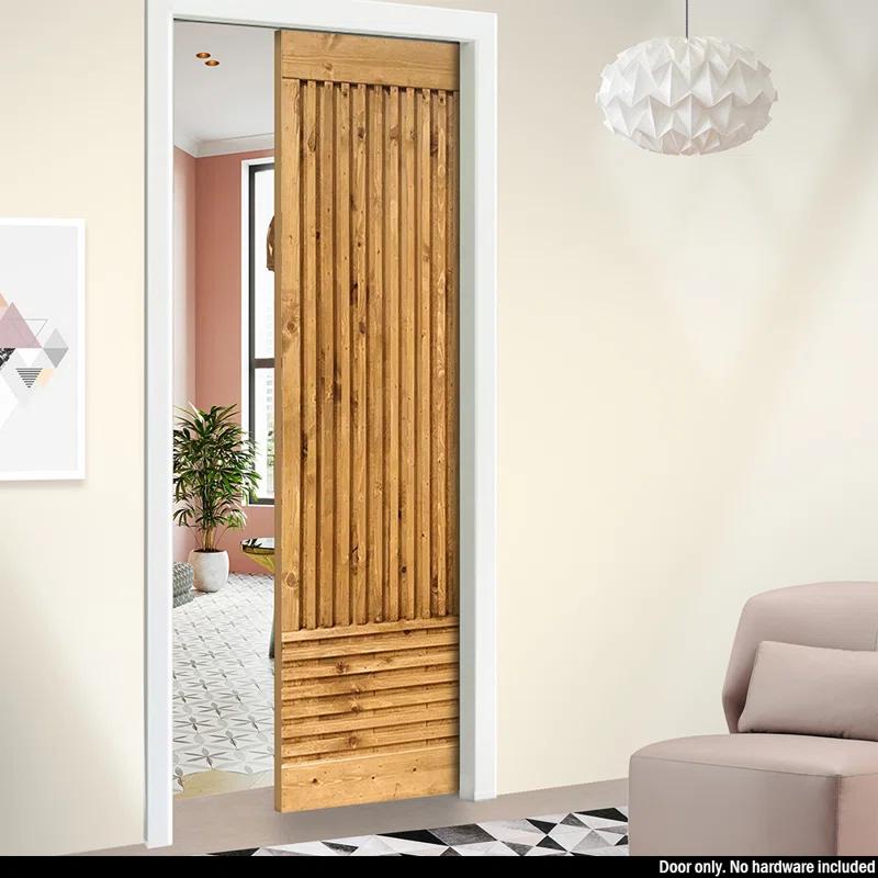 Calhome 84'' Solid Wood Paneled Painted without Installation Hardware Kit Barn Door