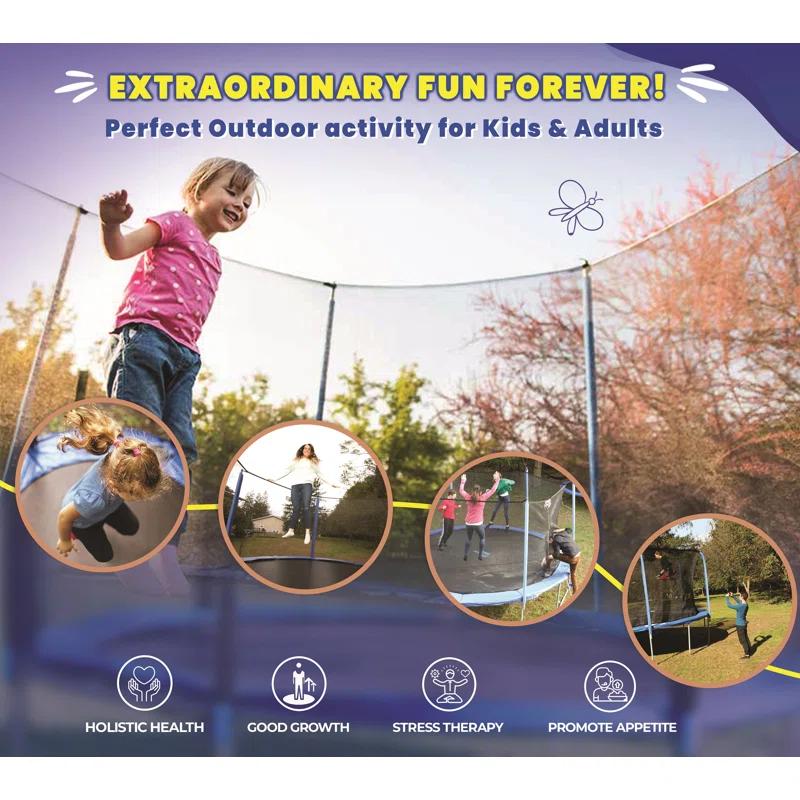 Upper Bounce 15' Round Backyard Trampoline with Safety Enclosure