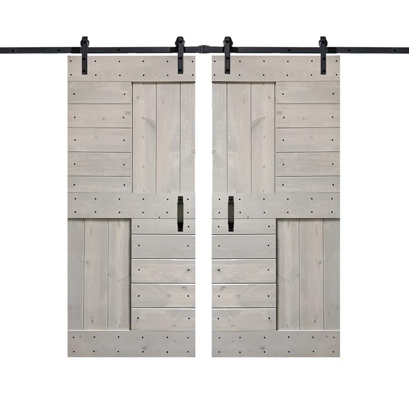 84'' Solid Wood Paneled with Installation Hardware Kit Barn Door