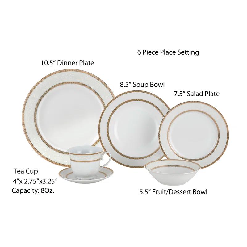 Lorren Home Trends 24 Piece Porcelain China Dinnerware Set - Service for 4