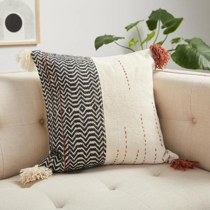 Loloi Rugs Dhurri Tassels Cotton Blend Throw Pillow