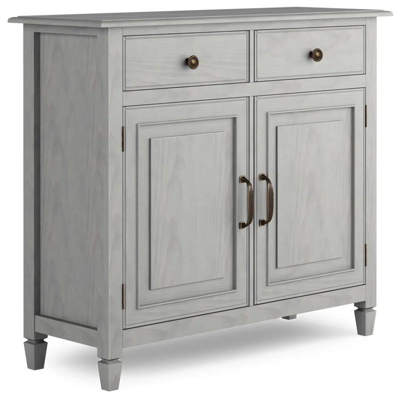Simpli Home Connaught 40"W Solid Wood 2-Shelf Entryway Storage Cabinet with 2 Storage Drawers