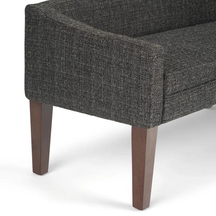 Simpli Home Parris 50"W Upholstered Contemporary Fabric Entryway Bench with Low-Profile Back and Swooped Arms