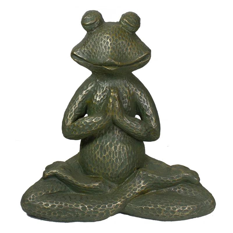 Northlight Seasonal 14" Gold Verdigris Yoga Frog Outdoor Garden Statue
