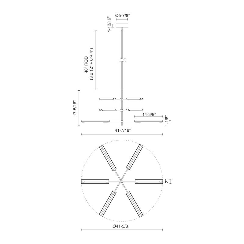 Alora Lighting Astrid 6 - Light Dimmable LED Sputnik Modern Linear Chandelier