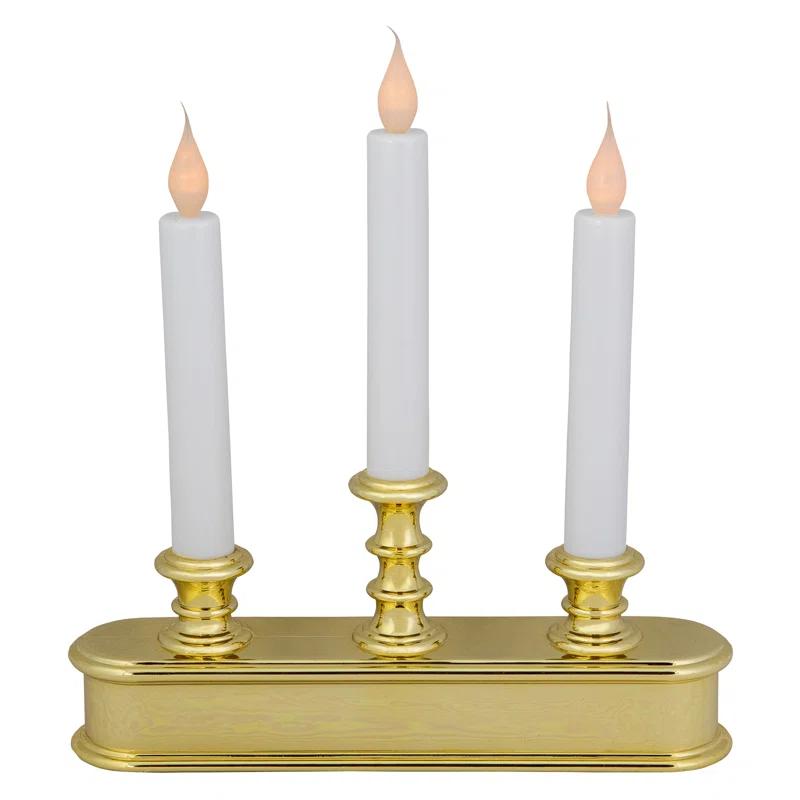 Northlight Seasonal 10" Pre-Lit LED White Lighted 3ct Candolier Christmas Candle Lamp | Wayfair