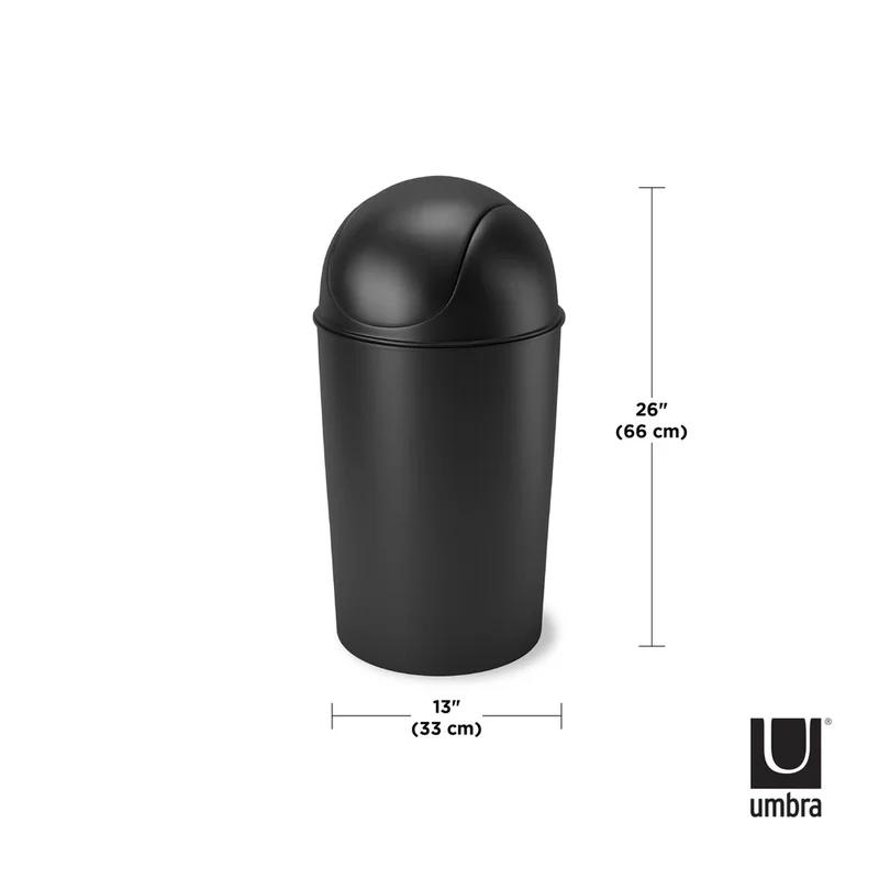 Black 10 Gallon Plastic Swing Top Kitchen Trash Can