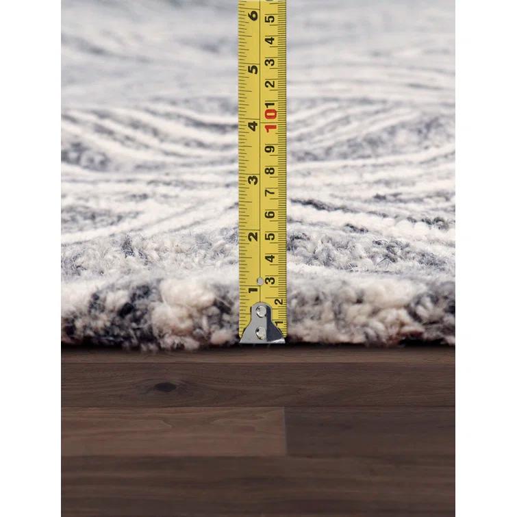 Pasargad Modern Geometric Handmade Tufted Area Rug in Gray/Beige