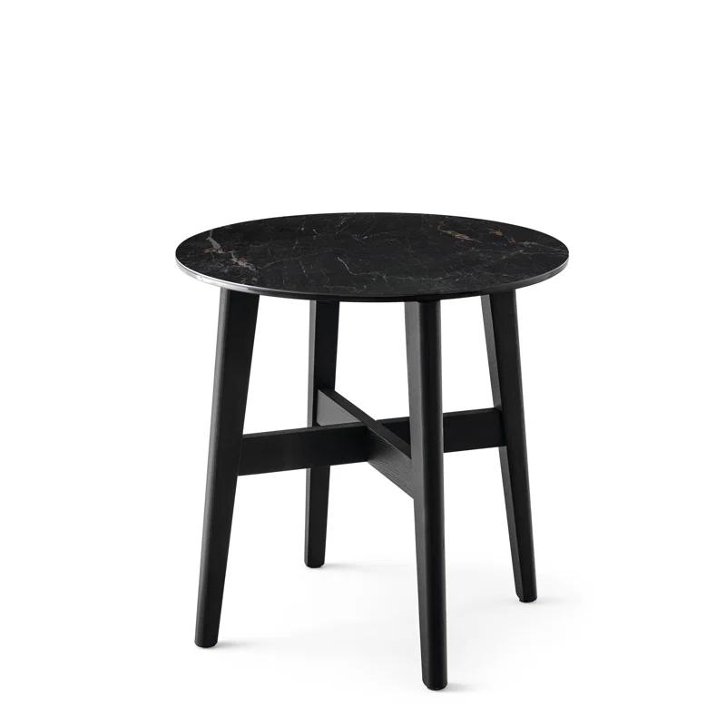 Calligaris Abrey Round End Table with Wooden Base
