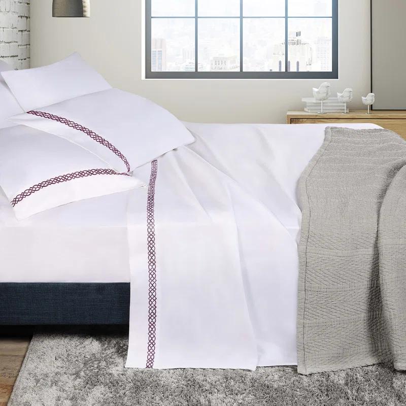 Superior Infinity Scroll Embroidered Certified Egyptian Cotton 1000 Thread Count Bed Sheet Set