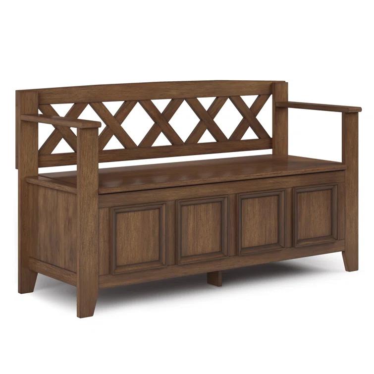 Simpli Home Amherst 48"W Solid Wood Entryway Storage Bench with Lift-Top Lid and Dual Compartments & Reviews | Wayfair