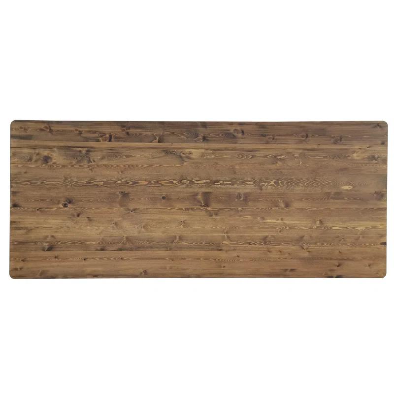 Flash Furniture Eternity Rectangular Solid Pine Farm Dining Table with Folding X-Style Legs