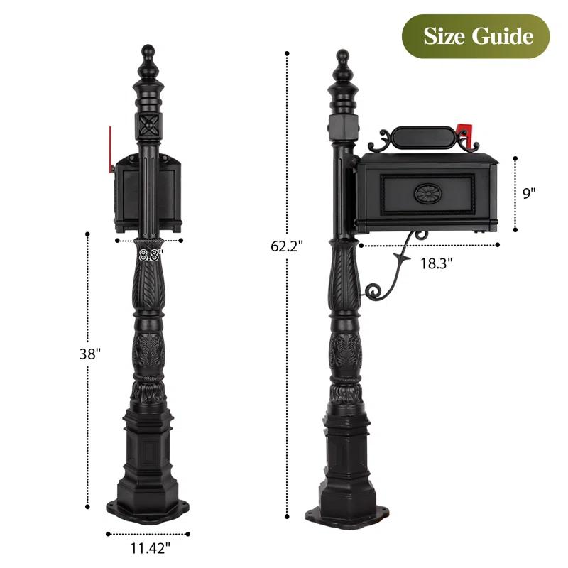 Polar Aurora Cast Aluminum Mailbox With Post Barcelona Decorative Modern Mail Box For Outside