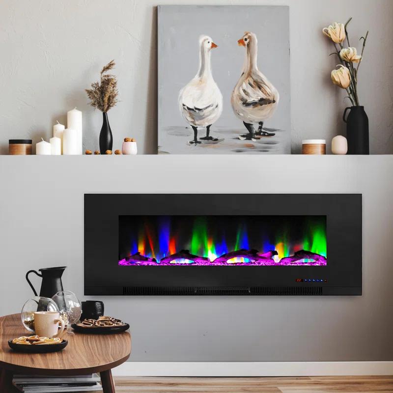 Cambridge Cambridge Wall Mount Electric Fireplace Heater with Remote Control for Indoor Use in Living Room, Bedroom, Home Office