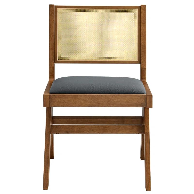 Modway Thera Vegan Leather And Cane Dining Side Chairs Set Of 2