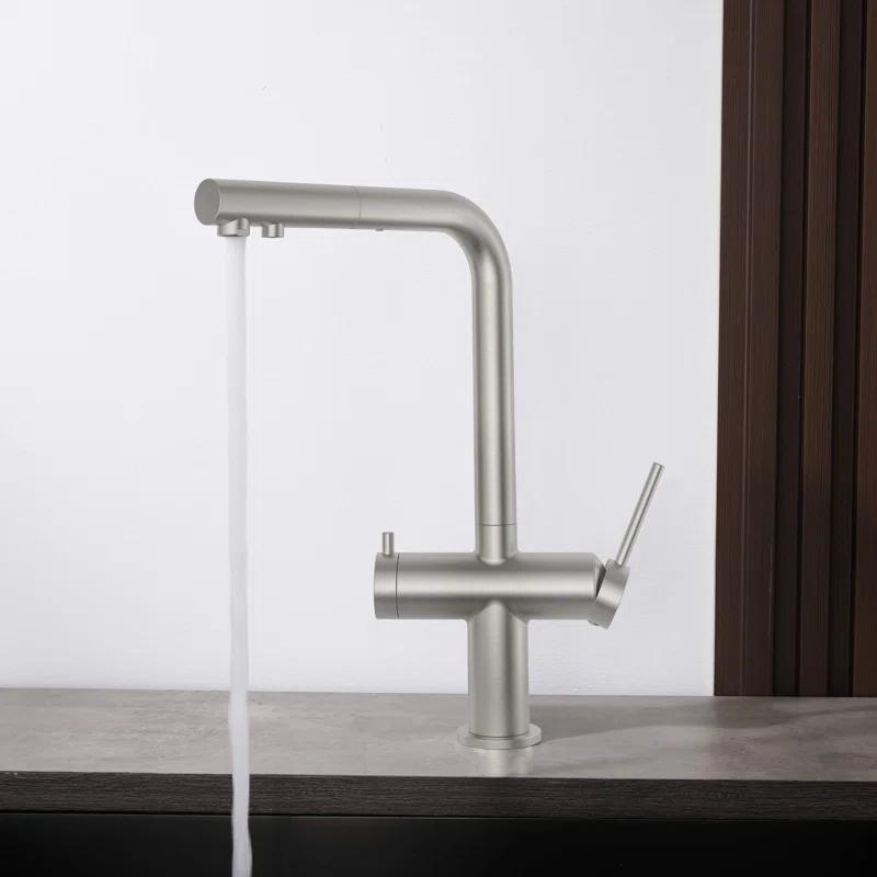 KIBI KFF502BN KIBI Circular 2-in-1 Single Hole Pull Out Kitchen Faucet