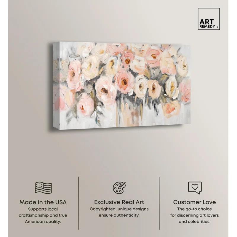 Art Remedy Coral Blush and Beige Floral Canvas Glam Floral Art by Art Remedy