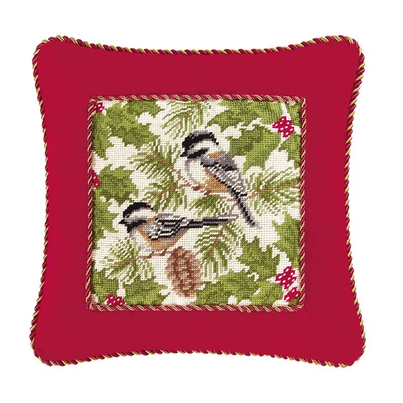C&F Home Chickadee with Cord Needlepoint Throw Pillow